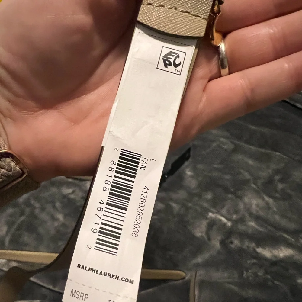 LAUREN RALPH LAUREN Crosstitch Leather Belt w/ Charm Size Medium or Large NWT